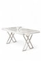 Hanah Home Mesa de Comedor Vals - Mármol Blanco y Cromo